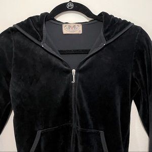 Juicy Couture Black Velour Zip-Up Hoodie